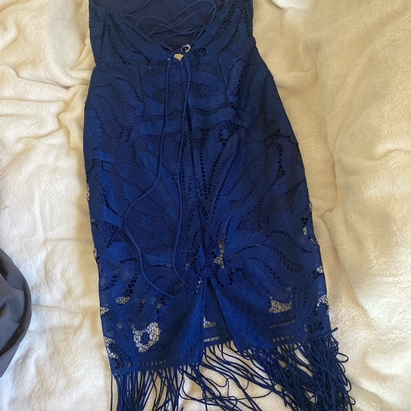 Blue dress, strappy back, size large - Picture 4 of 4